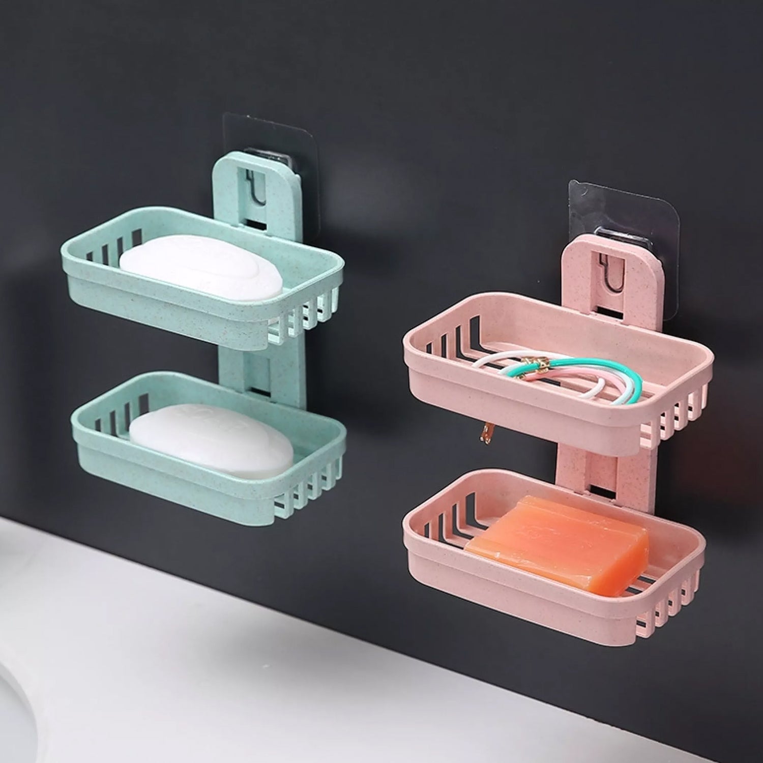4762 Plastic Double Layer - Soap Stand, Holder, Wall Soap Box Sturdy Vacuum Dispenser Tray 4762 Plastic Double Layer - Soap Stand, Holder, Wall Soap Box Sturdy Vacuum Dispenser Tray